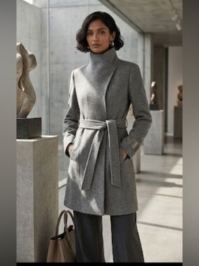 Babaton  The Connor Coat Heather Charcoal  Gray SZ  XS Cashmere Wool  Blend